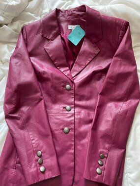 Leather jacket, fucsia/purple, denim & co